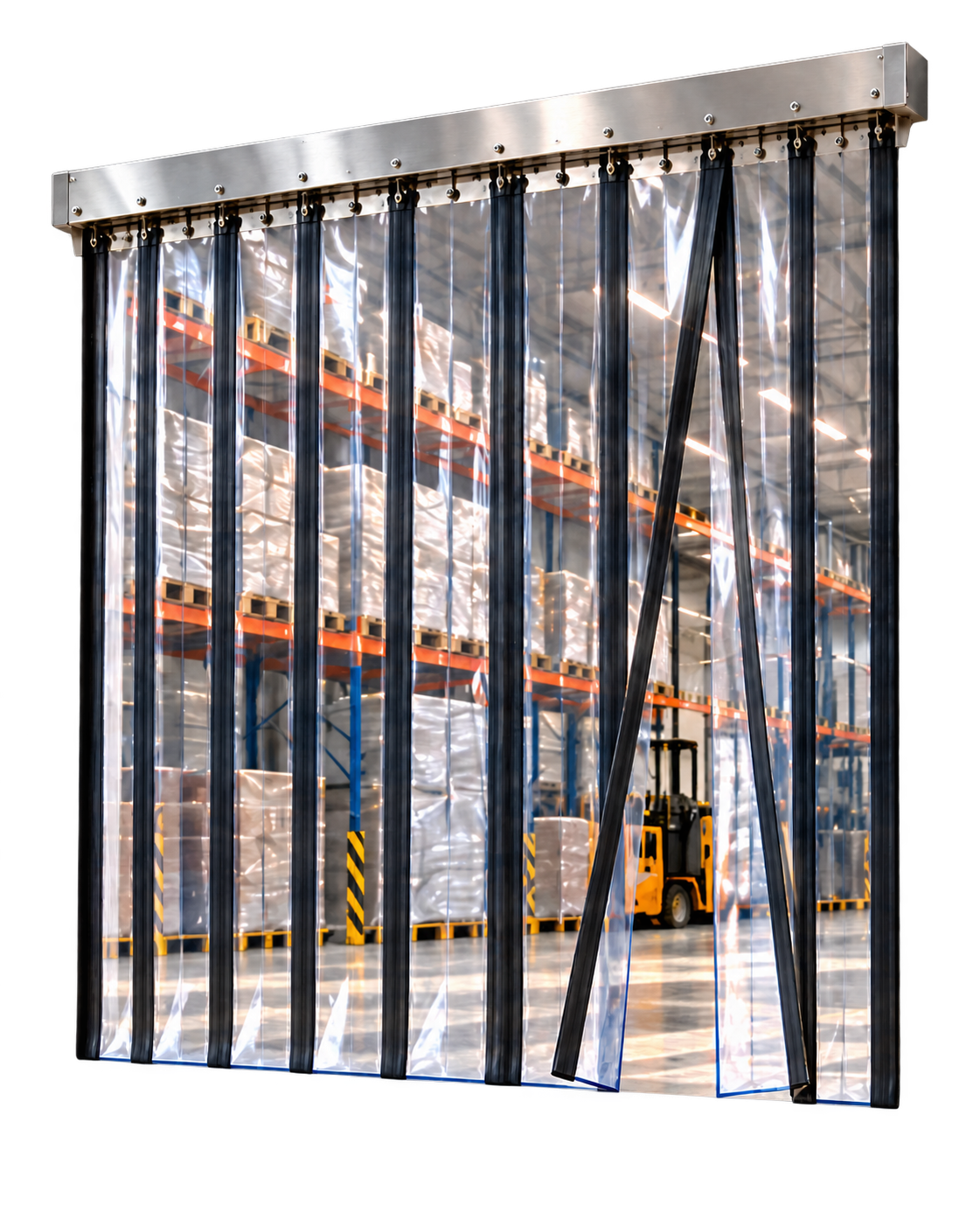 Прозрачная магнитная ПВХ-завеса в складском проёме